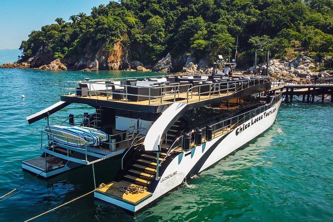 Luxury Mega Yacht 100' Limousine of the Sea 2: Puerto Vallarta - Playa Chica Locca and the waterfall hike option